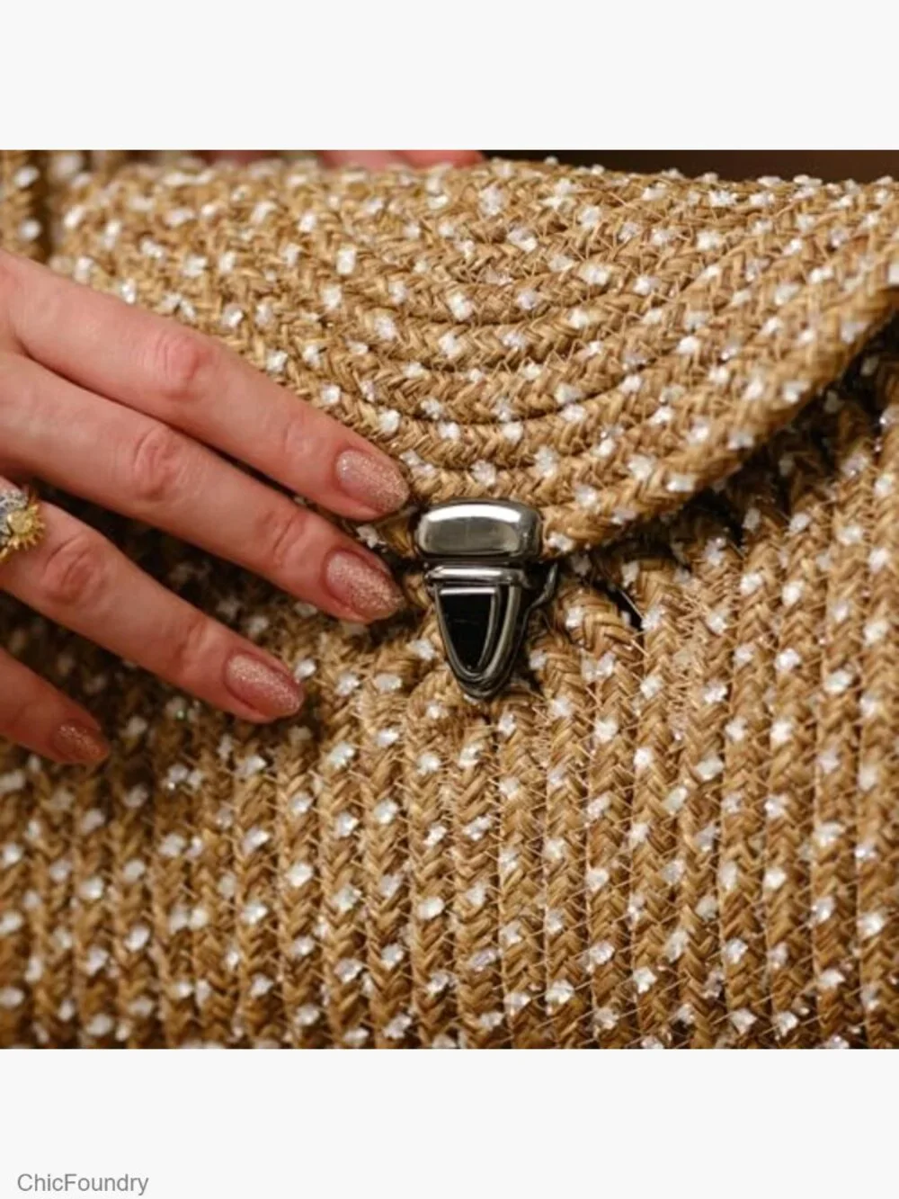 Straw Clutch Purse for Women Small Summer Handbag Woven Raffia Bag